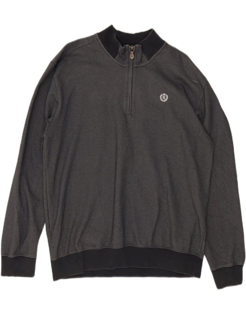 HENRI LLOYD Mens Zip Neck Sweatshirt Jumper 2XL Navy Blue Cotton Vintage Henri Lloyd and Second-Hand Henri Lloyd from Messina Hembry 