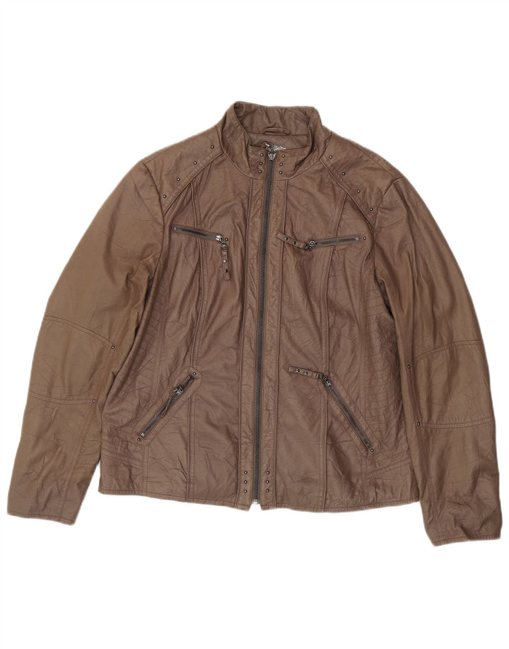 Canda Γυναικείο Crop Δερμάτινο Μπουφάν UK 16 Large Brown