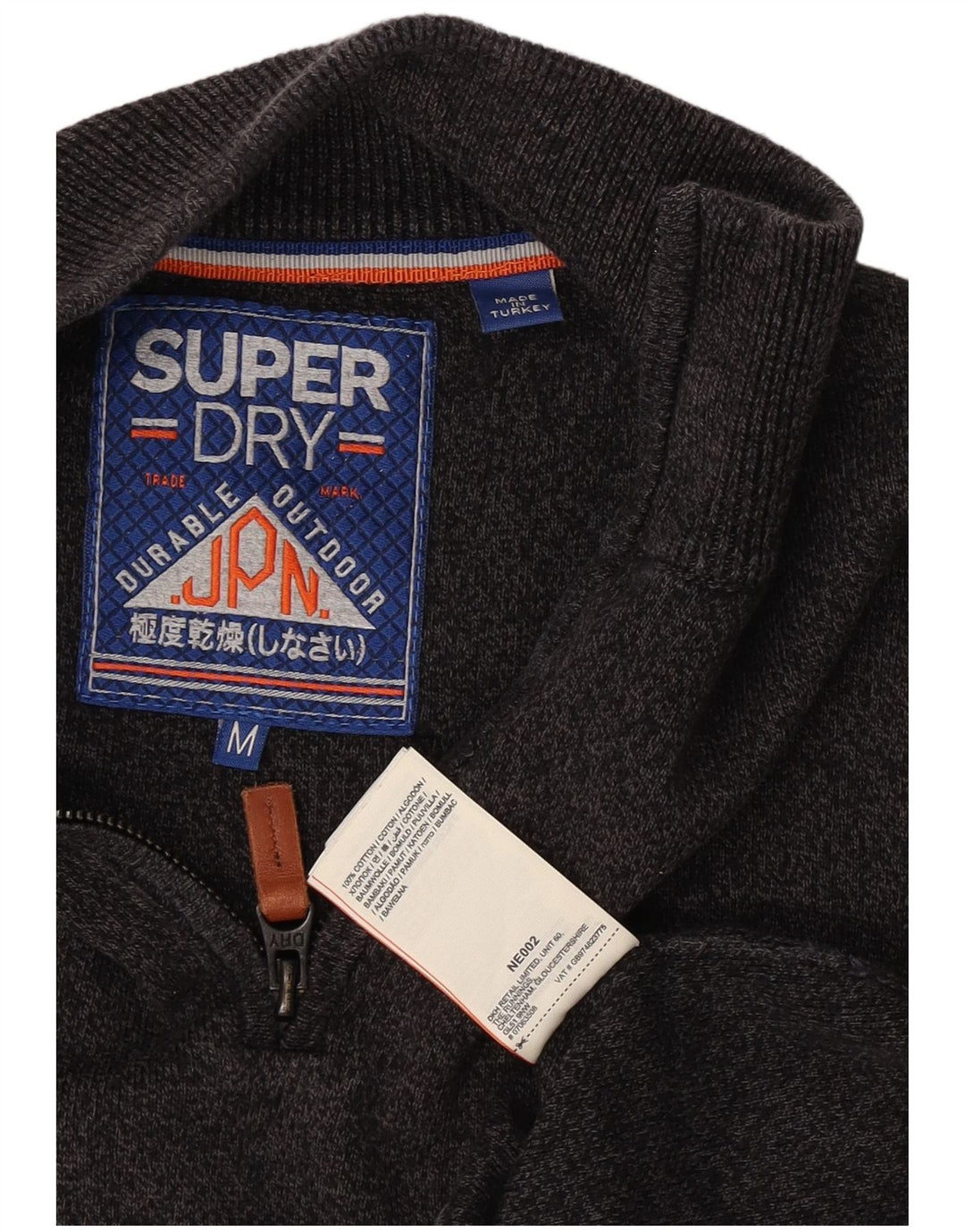 Ανδρικό πουλόβερ με φερμουάρ Superdry, βαμβακερό μεσαίο γκρι