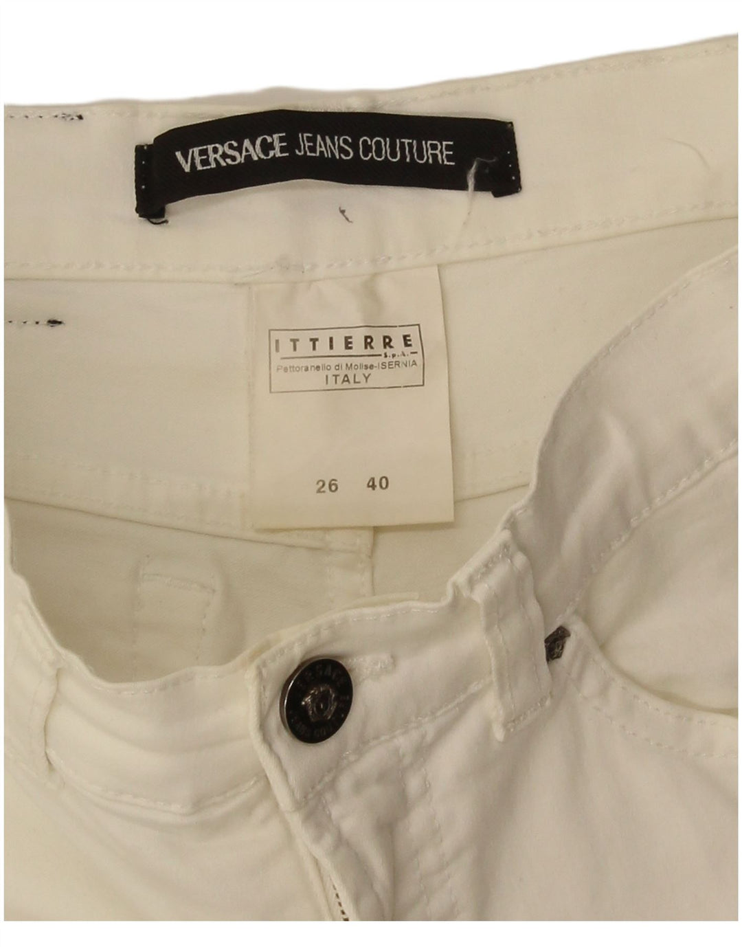 Versace Γυναικείο Bootcut Casual Παντελόνι IT 40 Small W26 L33 Λευκό βαμβακερό