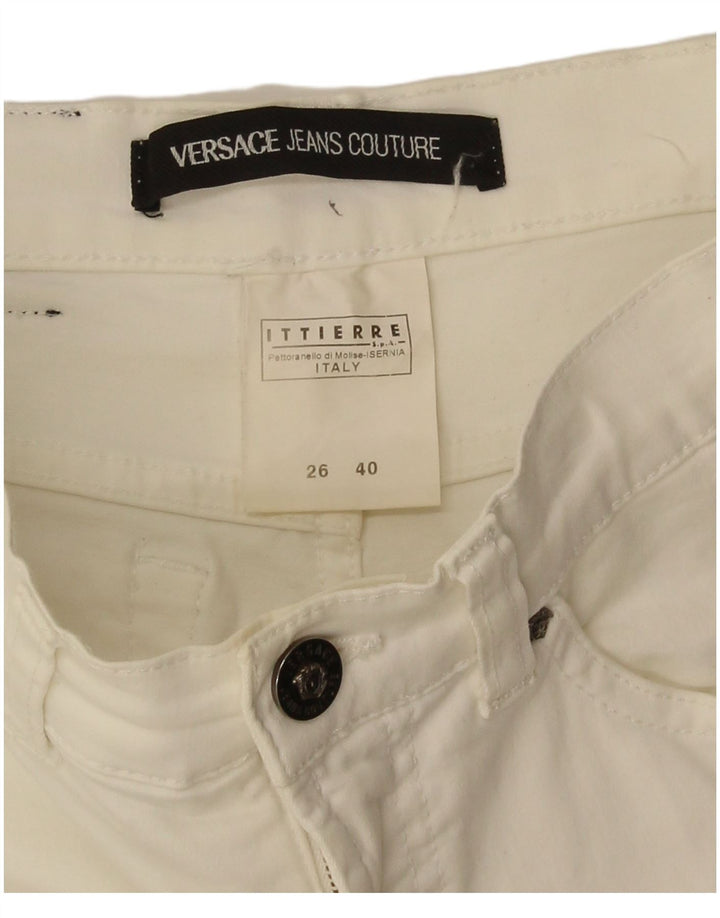 Versace Γυναικείο Bootcut Casual Παντελόνι IT 40 Small W26 L33 Λευκό βαμβακερό