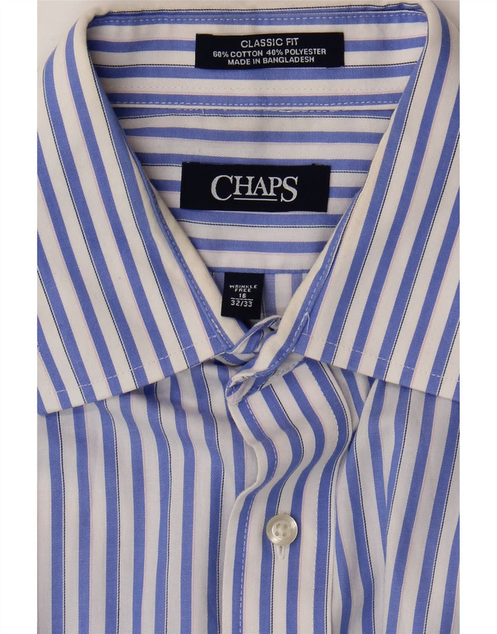 Chaps Ανδρικό πουκάμισο Classic Fit Μέγεθος 16 Μεγάλο Βαμβακερό Μπλε Ριγέ