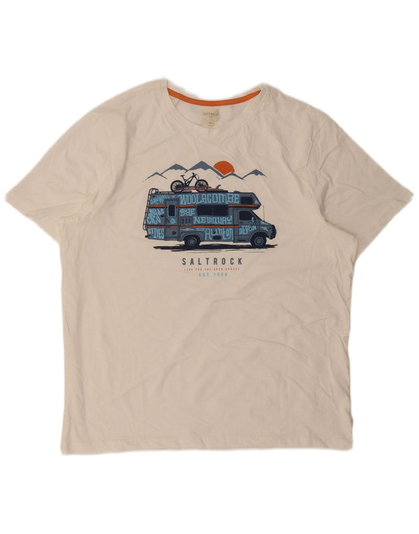 Ανδρικό γραφικό T-Shirt Saltrock Top XL Λευκό βαμβακερό