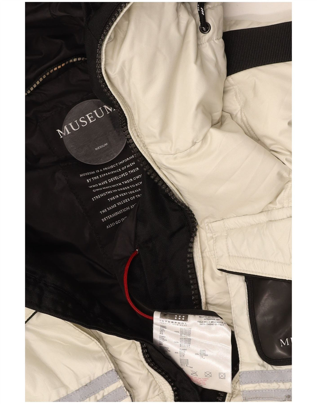 MUSEUM Γυναικείο μπουφάν με κουκούλα UK 14 Medium Off White Polyester