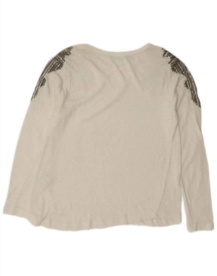 Zara Γυναικείο τοπ μακρυμάνικο UK 10 Small White βαμβακερό