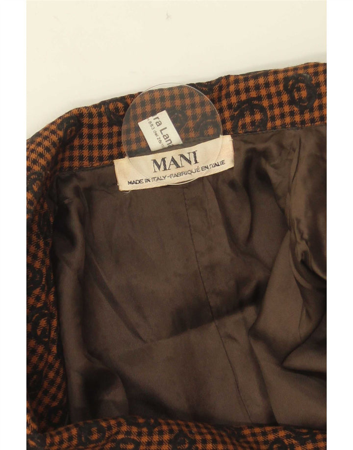 MANI Γυναικείο Μπουφάν 2 Κουμπιά Blazer IT 42 Μεσαίο Καφέ Μαλλί Gingham