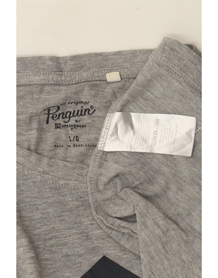 Ανδρικό γραφικό T-Shirt Penguin Top μεγάλο γκρι βαμβακερό