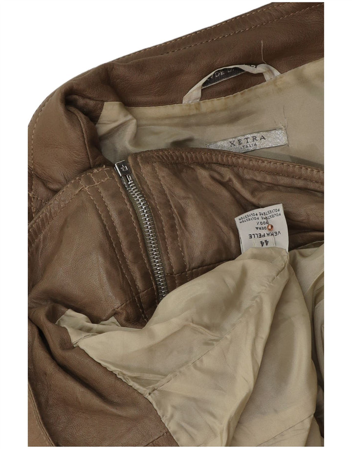 XETRA Γυναικείο Crop Leather Biker Jacket IT 44 Medium Beige Leather