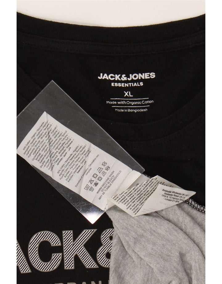 Ανδρικό γραφικό μπλουζάκι JACK & JONES Τοπ XL Μαύρο βαμβακερό χρώμα