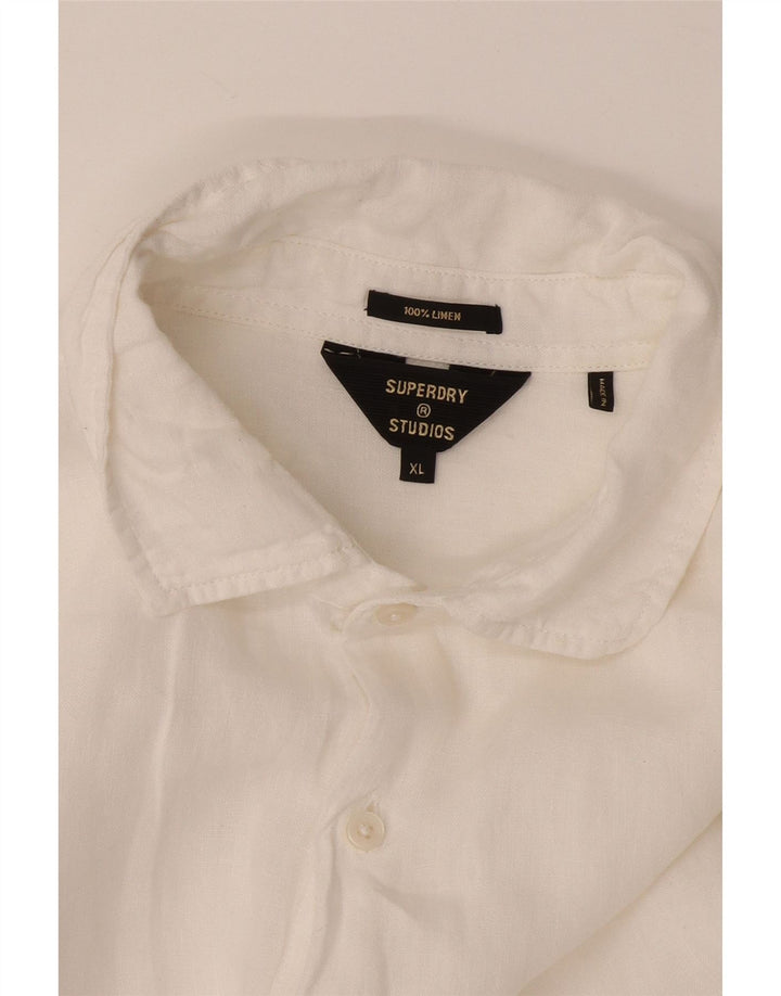 Ανδρικό πουκάμισο Superdry XL Λευκό λινό