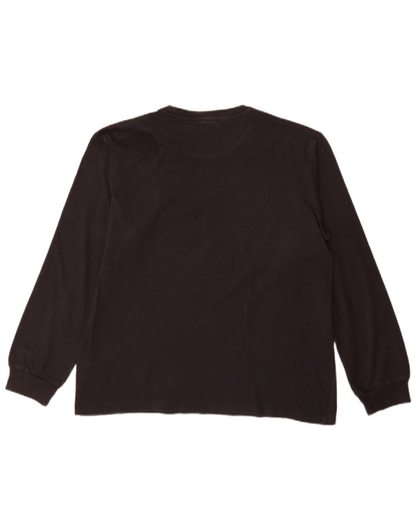 Champion Mens Top Long Sleeve Large Black Cotton