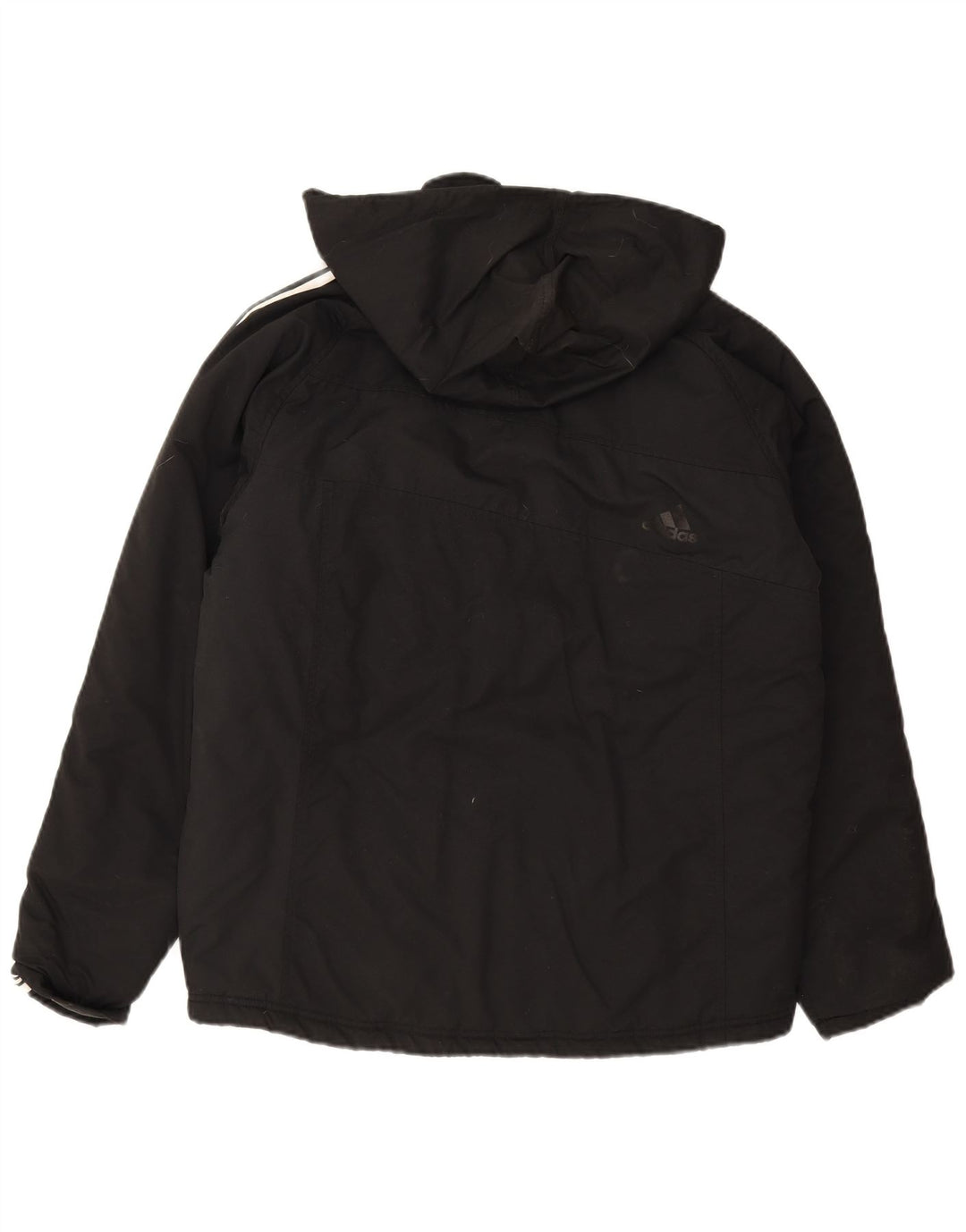 ADIDAS Mens Hooded Padded Jacket UK 36 Small Black Polyester