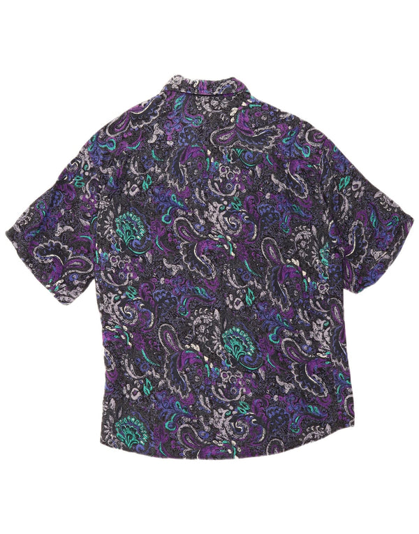 VINTAGE Mens Short Sleeve Shirt Medium Multicoloured Paisley Viscose