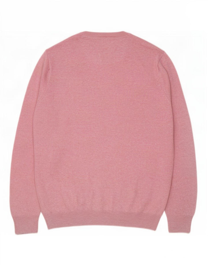 Ανδρικό πουλόβερ Marks & Spencer Regular Fit Crew Neck Jumper μεγάλο ροζ βαμβακερό