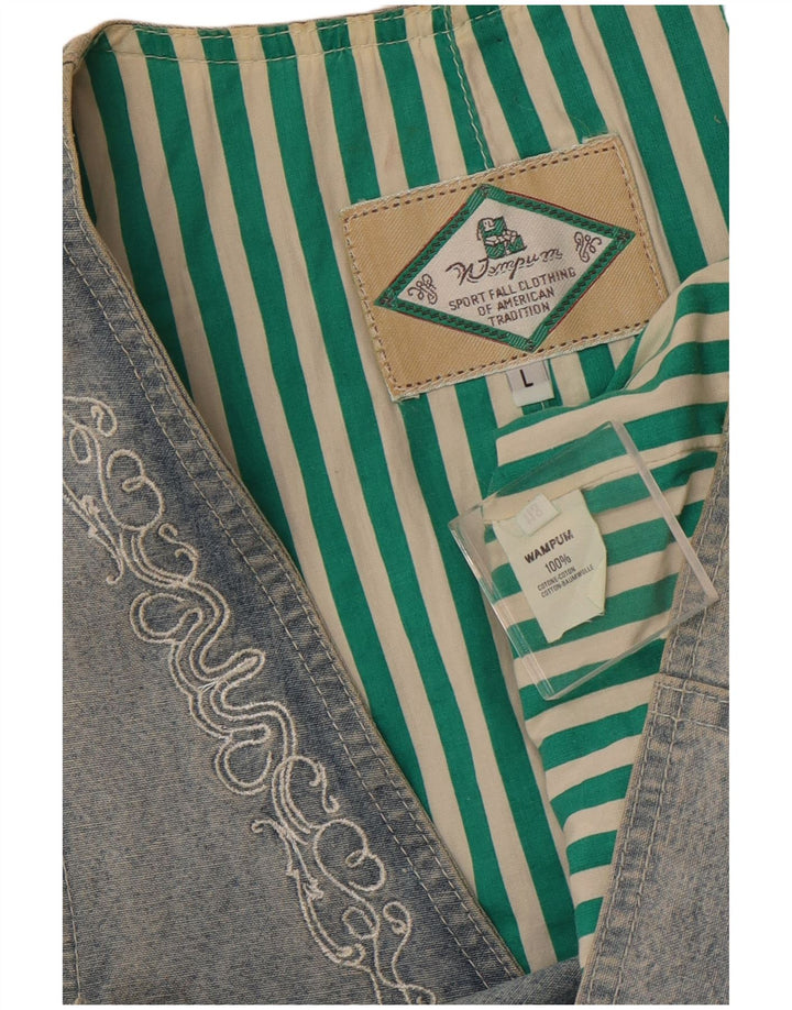 WAMPUM Γυναικείο Γιλέκο UK 16 Μεγάλο Μπλε Βαμβακερό