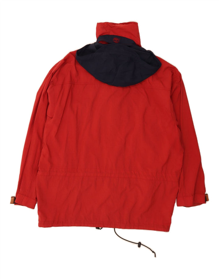TIMBERLAND Mens Hooded Rain Jacket UK 38 Medium Red Nylon Vintage Timberland and Second-Hand Timberland from Messina Hembry 