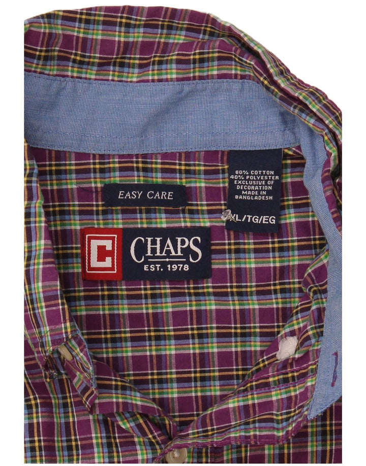 Chaps Ανδρικό πουκάμισο Easy Care XL Purple Check Cotton
