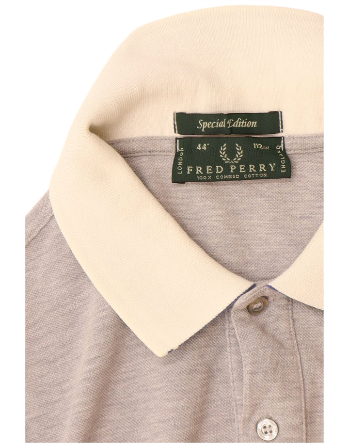 FRED PERRY Ανδρικό πουκάμισο πόλο μεσαίου γκρι βαμβακερό