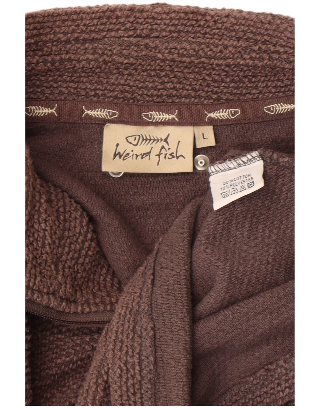 WEIRD FISH Ανδρικό φούτερ με φερμουάρ πουκάμισο μεγάλο καφέ βαμβακερό
