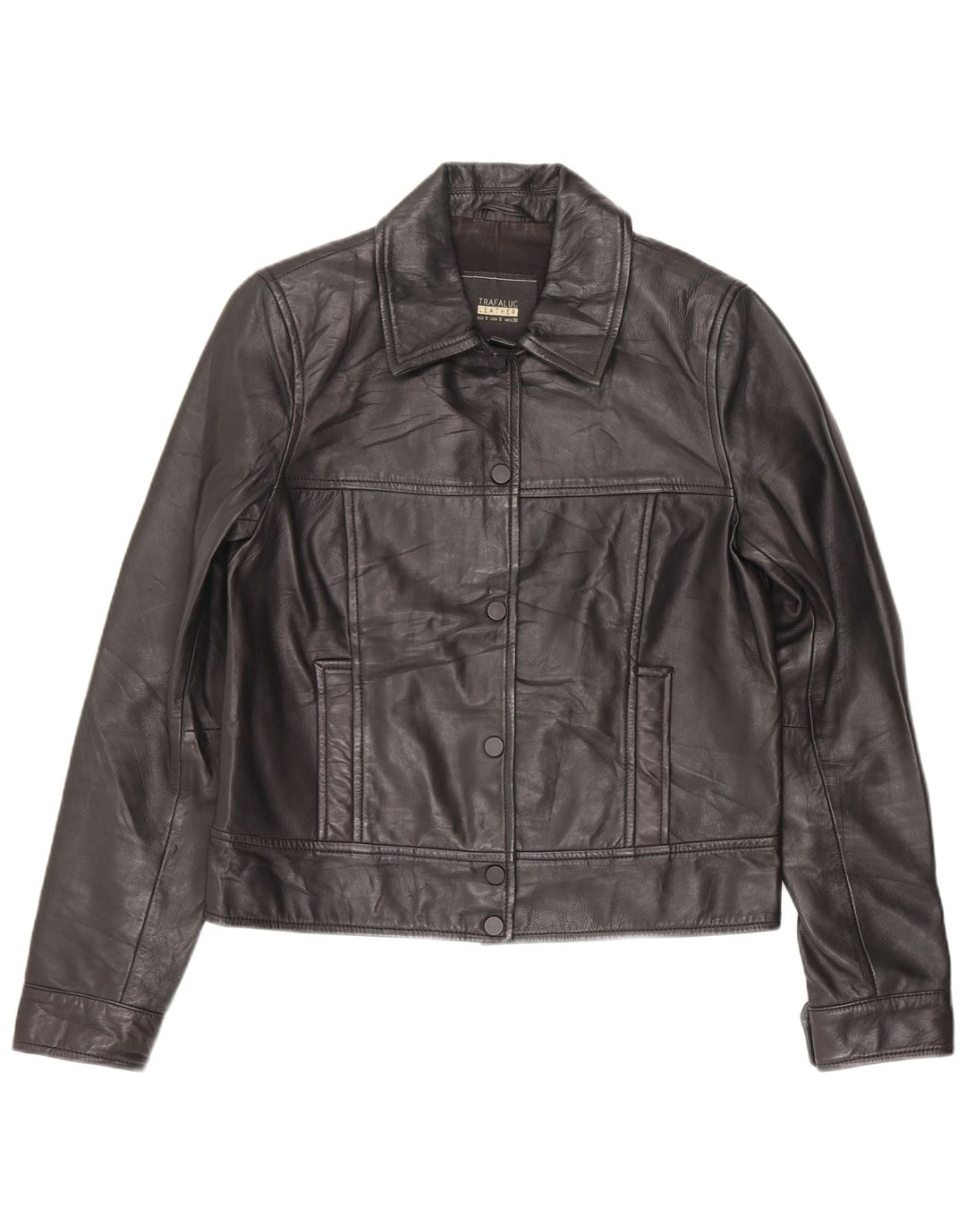 Trafaluc Γυναικείο Biker Δερμάτινο Μπουφάν UK 10 Small Black Leather