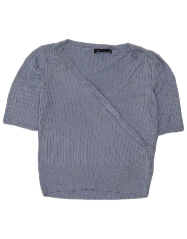 Marks & Spencer Γυναικεία Crop Μπλούζα Τοπ UK 12 Medium Blue Viscose