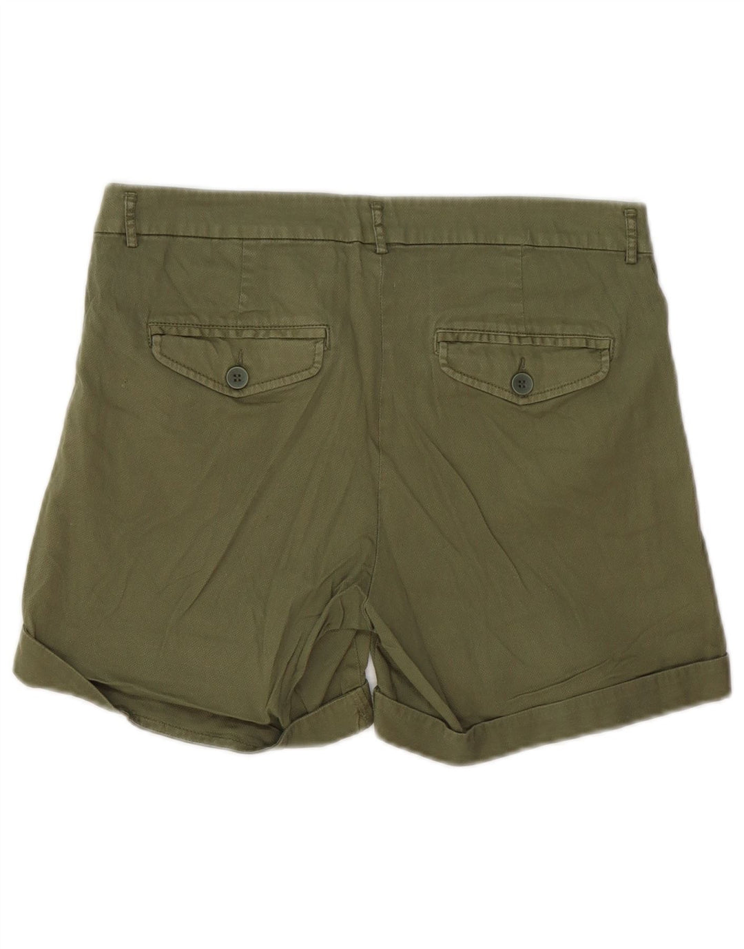 BENETTON Γυναικείο σορτς Chino UK 10 Small W30 Χακί βαμβακερό