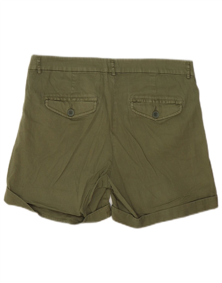 BENETTON Γυναικείο σορτς Chino UK 10 Small W30 Χακί βαμβακερό