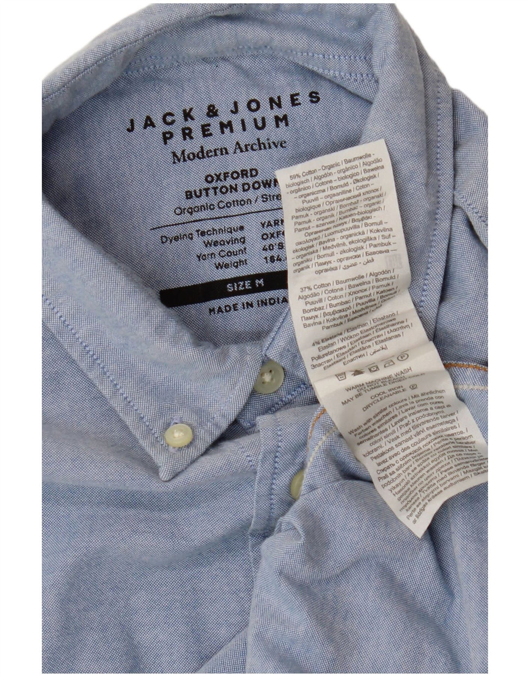 Ανδρικό πουκάμισο Jack & Jones από μεσαίο μπλε βαμβακερό