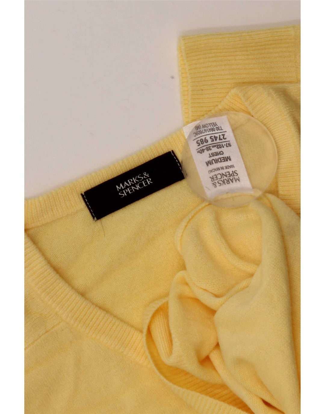 Marks & Spencer Ανδρικό πουλόβερ με λαιμόκοψη σε μεσαίο κίτρινο ακρυλικό