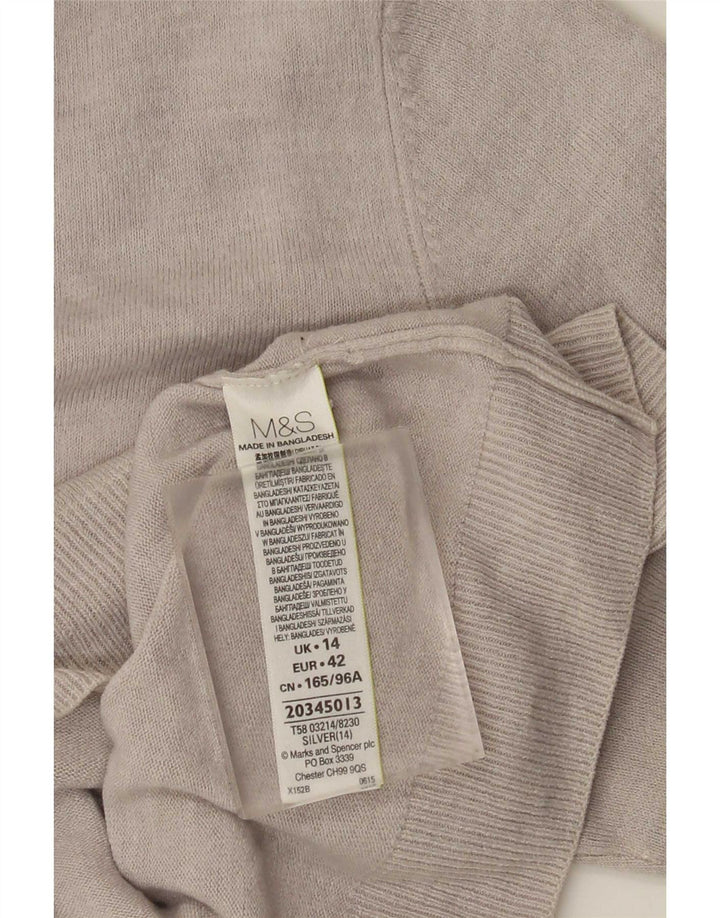 Marks & Spencer Γυναικεία Ζακέτα UK 14 Large Grey Acrylic
