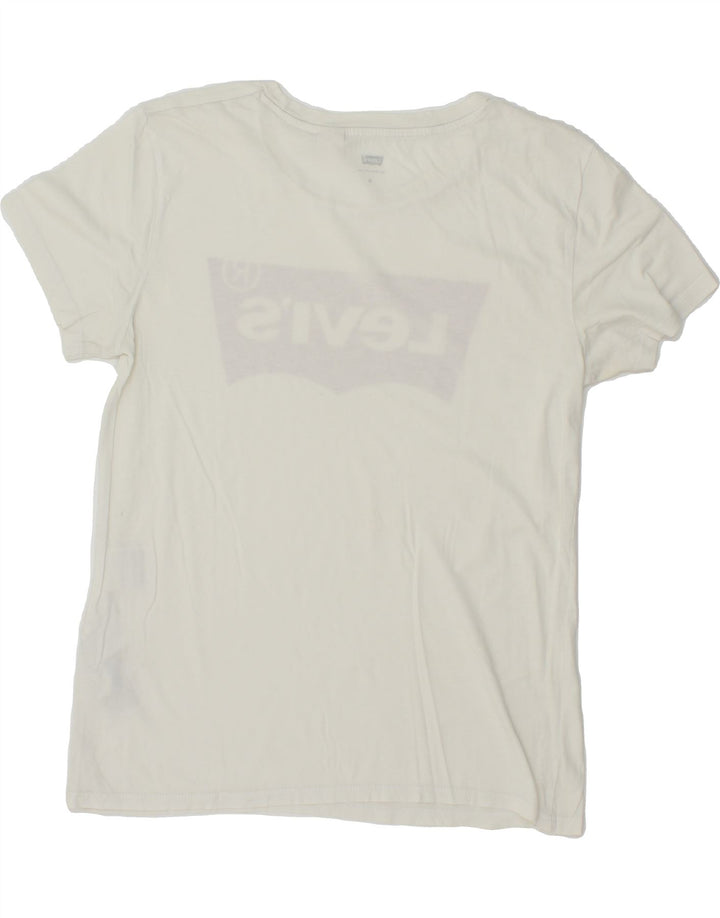 LEVI'S Womens Graphic T-Shirt Top UK 14 Medium White Cotton Vintage Levi's and Second-Hand Levi's from Messina Hembry 