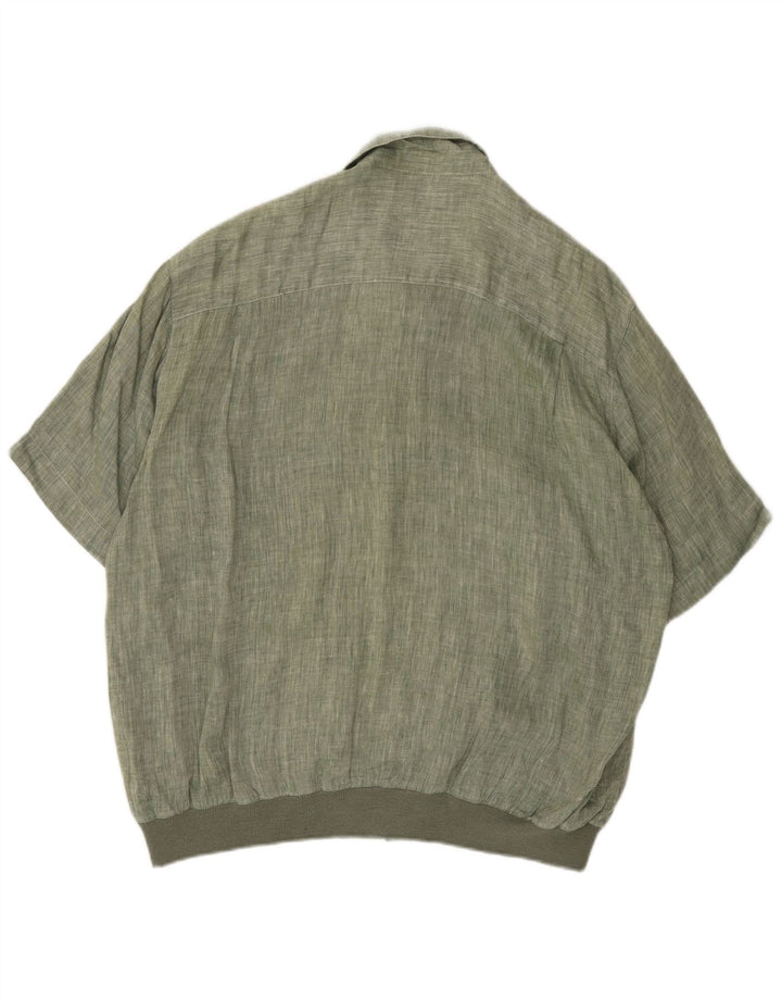 NAZZARENO G. Ανδρικό κοντομάνικο πουκάμισο XL Πράσινο λινό