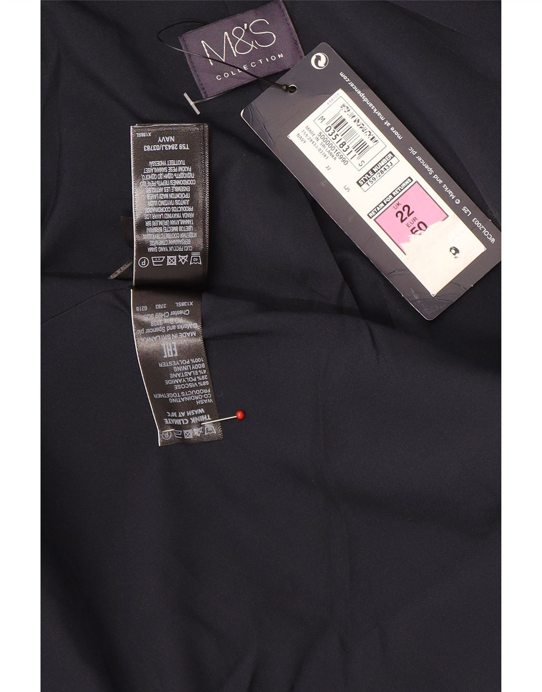 Marks & Spencer Γυναικείο σακάκι 2 κουμπιών UK 22 3XL Navy Blue Viscose