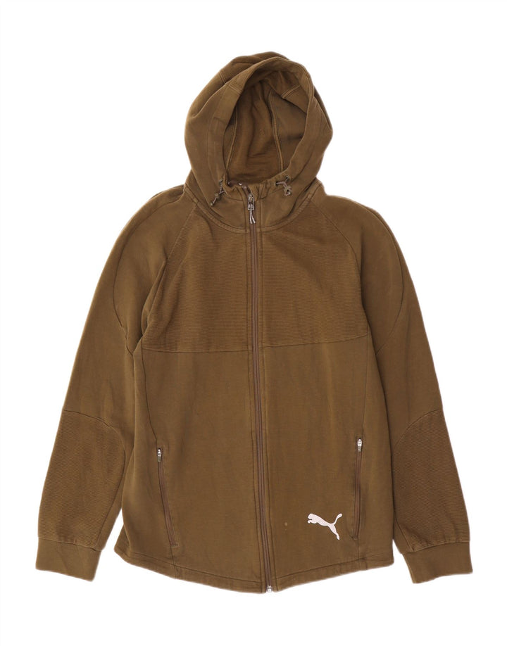 Ανδρικό πουλόβερ με κουκούλα με φερμουάρ Puma, μεσαίο χακί