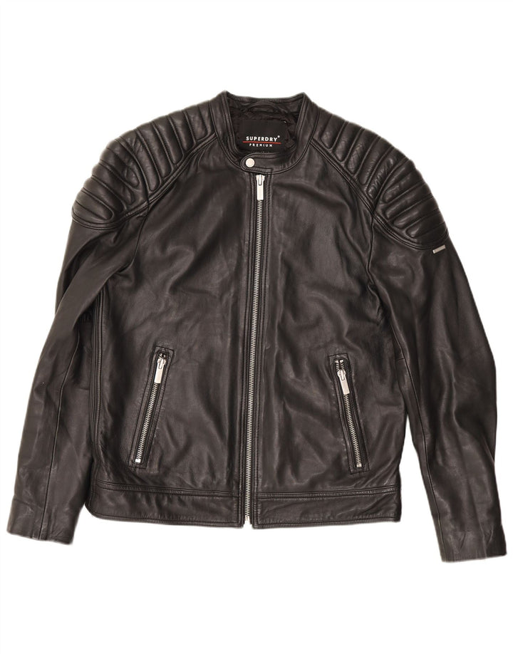 Superdry Ανδρικό Δερμάτινο Μπουφάν Biker UK 42 XL Μαύρο