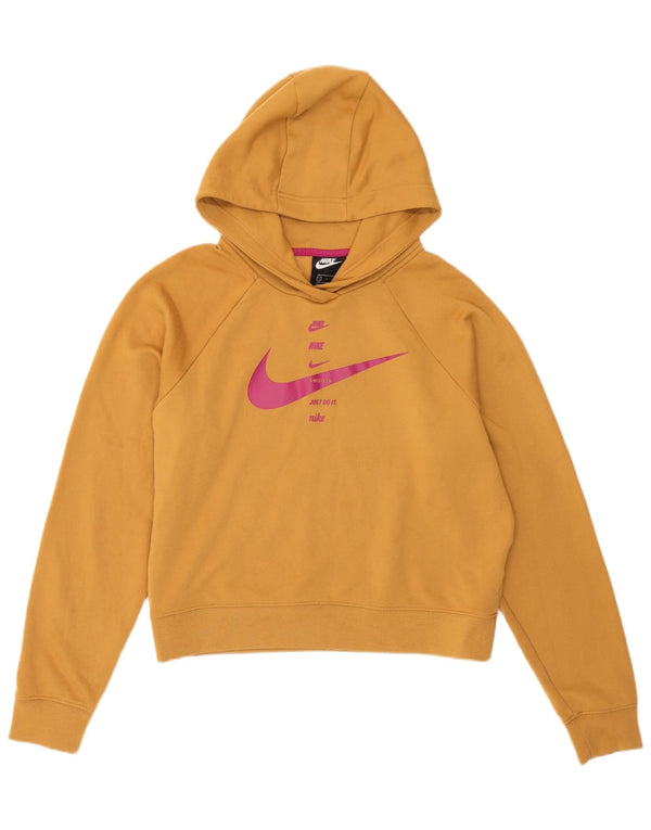 Nike Γυναικεία Crop Graphic Oversized Hoodie Jumper UK 10 Small Beige