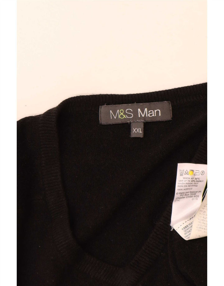Marks & Spencer Ανδρικό πουλόβερ με λαιμόκοψη 2XL μαύρο ακρυλικό
