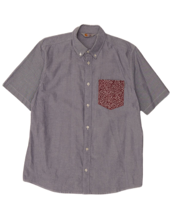 Ανδρικό κοντομάνικο πουκάμισο Carhartt XL Μπλε φλοράλ βαμβακερό