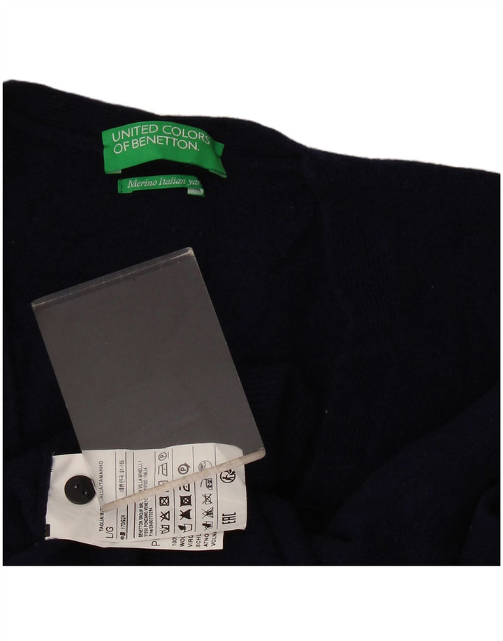 Γυναικείο πουλόβερ Benetton Cardigan UK 14 Large Navy Blue Wool