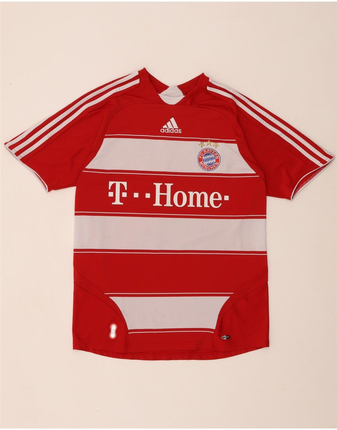 Γραφικό T-shirt ADIDAS Boys FC Bayern Munchen Top 15-16 ετών κόκκινο ριγέ