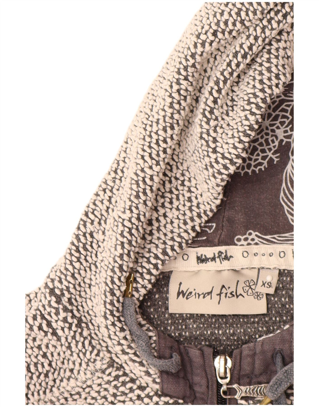 Γυναικείο πουλόβερ με κουκούλα WEIRD FISH UK 6 XS Γκρι βαμβακερό