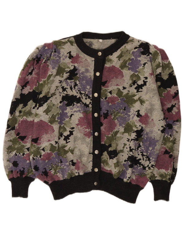 Vintage Γυναικεία Ζακέτα πουλόβερ IT 48 XL Πολύχρωμο Μαλλί φλοράλ
