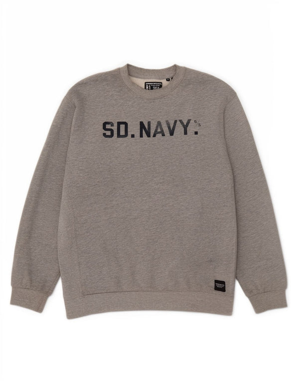 Superdry Γυναικεία γραφική μπλούζα μεγάλου μεγέθους Jumper UK 14 Μεγάλο γκρι βαμβακερό