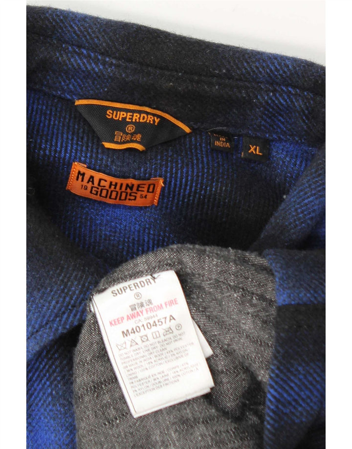 Superdry Ανδρικό πουκάμισο Ξυλοκόπος Φανελένιο XL Navy Blue Check Polyester