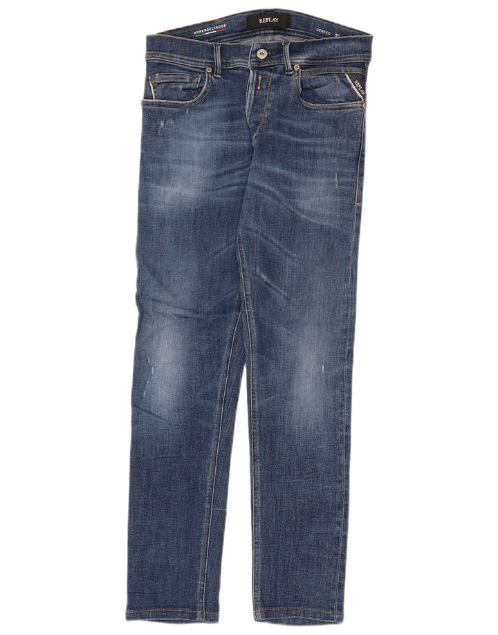 Replay Ανδρικό Anbass Distressed Slim Jeans W30 L27 Μπλε βαμβακερό