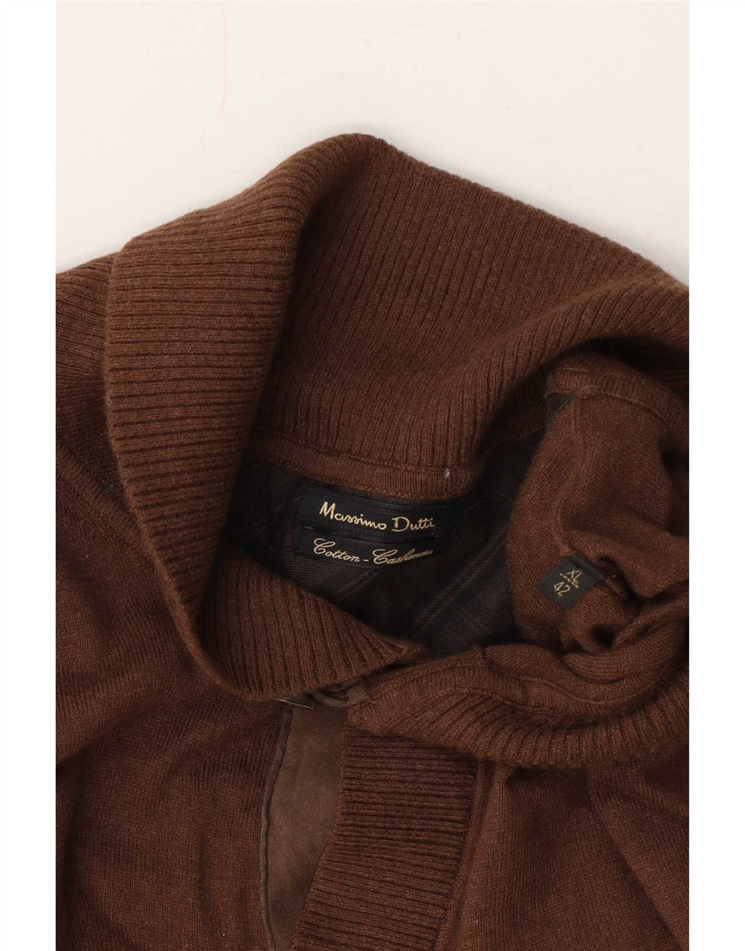 Ανδρικό πουλόβερ Massimo Dutti με σάλι λαιμό XL Καφέ βαμβακερό