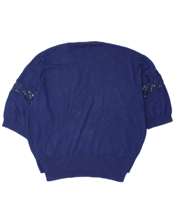 MASSIMO DUTTI Γυναικείο πουλόβερ υπερμεγέθη Crew Neck Jumper UK 14 Medium Blue