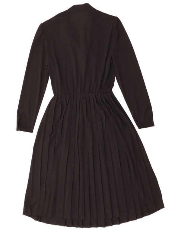 Vintage γυναικείο μακρυμάνικο φόρεμα A-Line UK 12 Medium Black