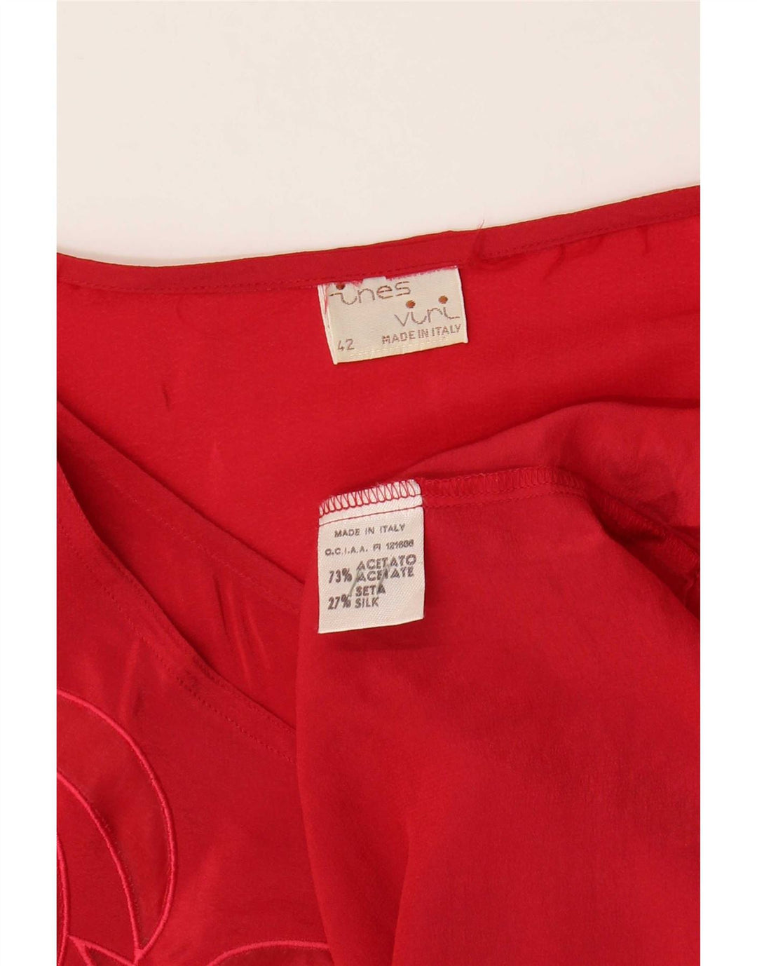 Vintage Γυναικεία Loose Fit Μπλούζα Top IT 42 Medium Red Acetate