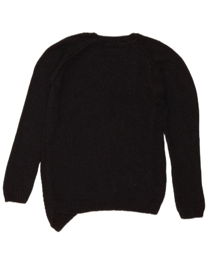 Zara Γυναικείο πουλόβερ με λαιμόκοψη UK 14 Medium Μαύρο